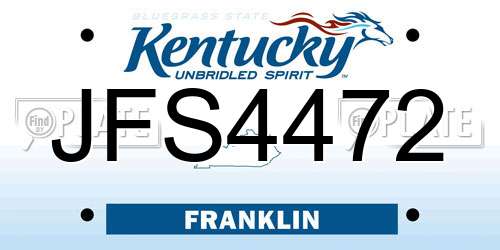 JFS4472 Kentucky License Plate