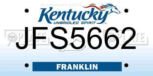 JFS5662 Kentucky License Plate