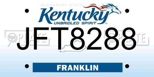 JFT8288 Kentucky License Plate
