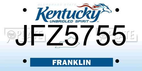 JFZ5755 Kentucky License Plate