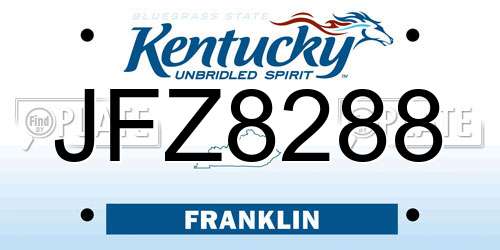 JFZ8288 Kentucky License Plate