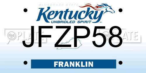 JFZP58 Kentucky License Plate