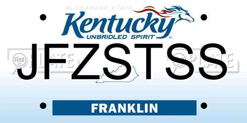 JFZSTSS Kentucky License Plate
