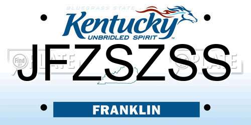 JFZSZSS Kentucky License Plate