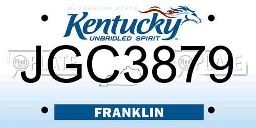 JGC3879 Kentucky License Plate