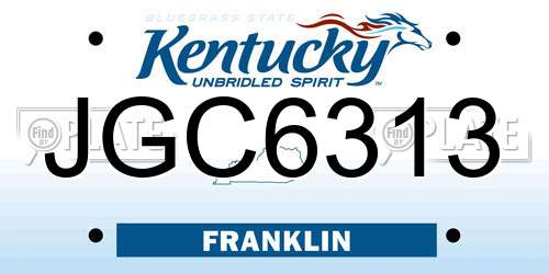 JGC6313 Kentucky License Plate