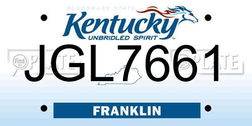 JGL7661 Kentucky License Plate