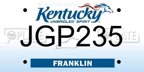 JGP235 Kentucky License Plate