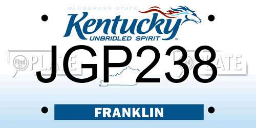 JGP238 Kentucky License Plate