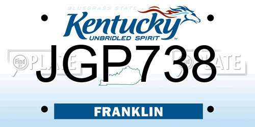 JGP738 Kentucky License Plate