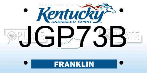 JGP73B Kentucky License Plate