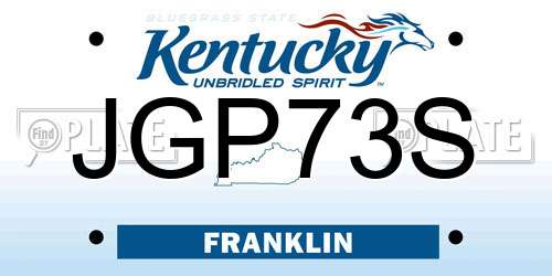JGP73S Kentucky License Plate