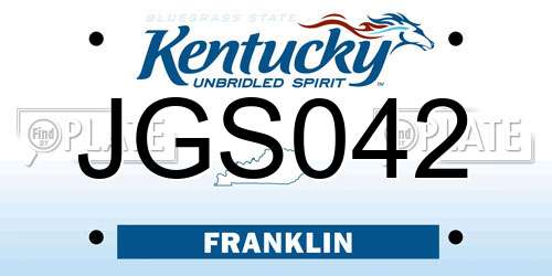 JGS042 Kentucky License Plate