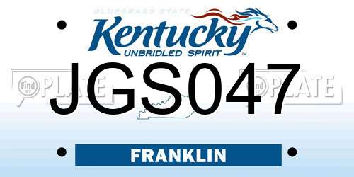 JGS047 Kentucky License Plate