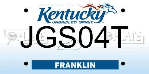 JGS04T Kentucky License Plate