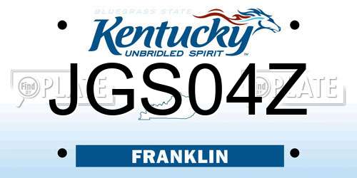 JGS04Z Kentucky License Plate