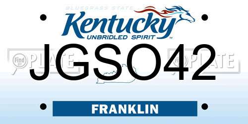 JGSO42 Kentucky License Plate