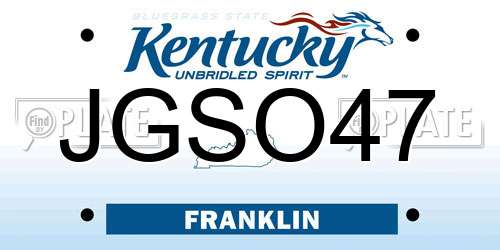 JGSO47 Kentucky License Plate