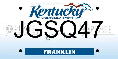 JGSQ47 Kentucky License Plate
