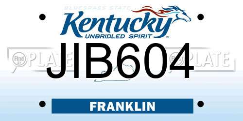 JIB604 Kentucky License Plate