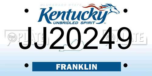JJ20249 Kentucky License Plate