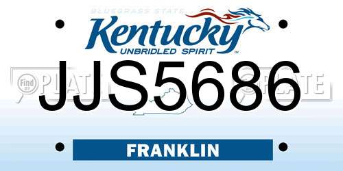 JJS5686 Kentucky License Plate