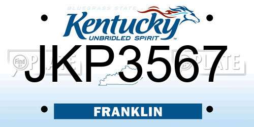 JKP3567 Kentucky License Plate