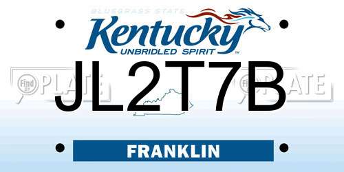 JL2T7B Kentucky License Plate