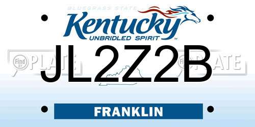 JL2Z2B Kentucky License Plate