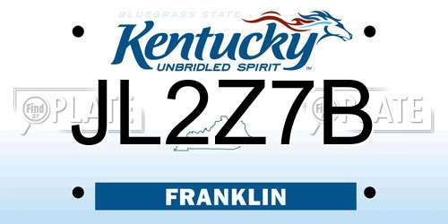 JL2Z7B Kentucky License Plate