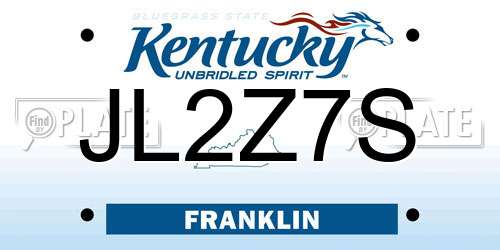 JL2Z7S Kentucky License Plate