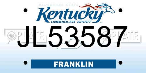 JL53587 Kentucky License Plate