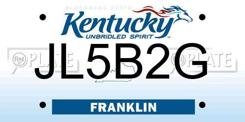 JL5B2G Kentucky License Plate