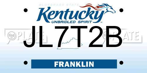 JL7T2B Kentucky License Plate