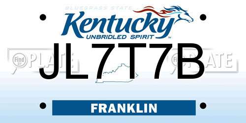 JL7T7B Kentucky License Plate