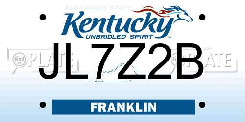 JL7Z2B Kentucky License Plate