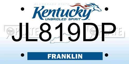 JL819DP Kentucky License Plate