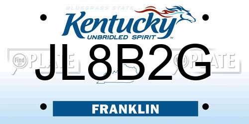 JL8B2G Kentucky License Plate