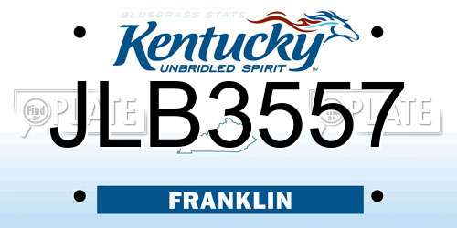JLB3557 Kentucky License Plate