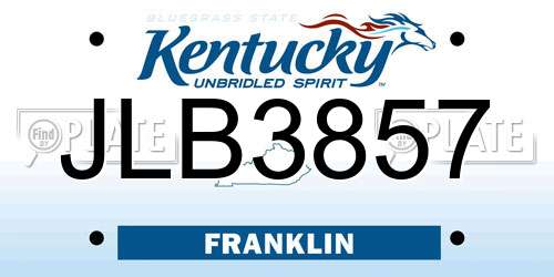 JLB3857 Kentucky License Plate
