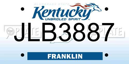 JLB3887 Kentucky License Plate