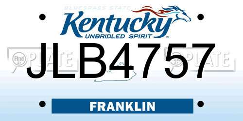 JLB4757 Kentucky License Plate