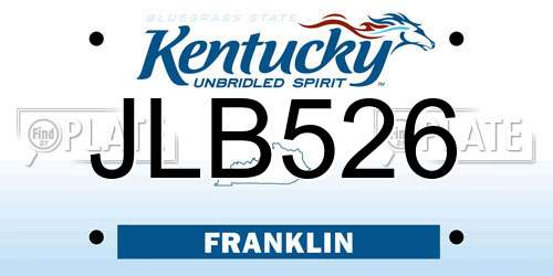 JLB526 Kentucky License Plate