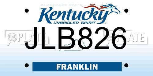 JLB826 Kentucky License Plate
