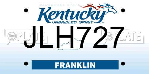JLH727 Kentucky License Plate