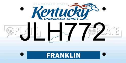 JLH772 Kentucky License Plate