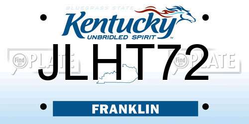 JLHT72 Kentucky License Plate