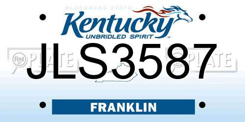 JLS3587 Kentucky License Plate