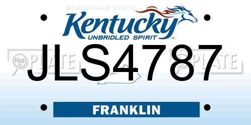 JLS4787 Kentucky License Plate