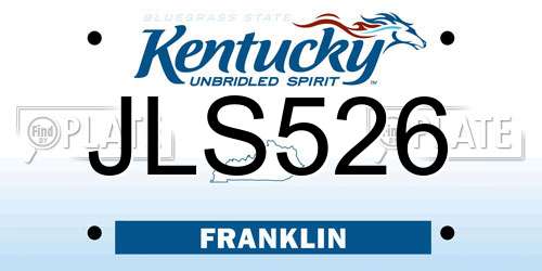 JLS526 Kentucky License Plate